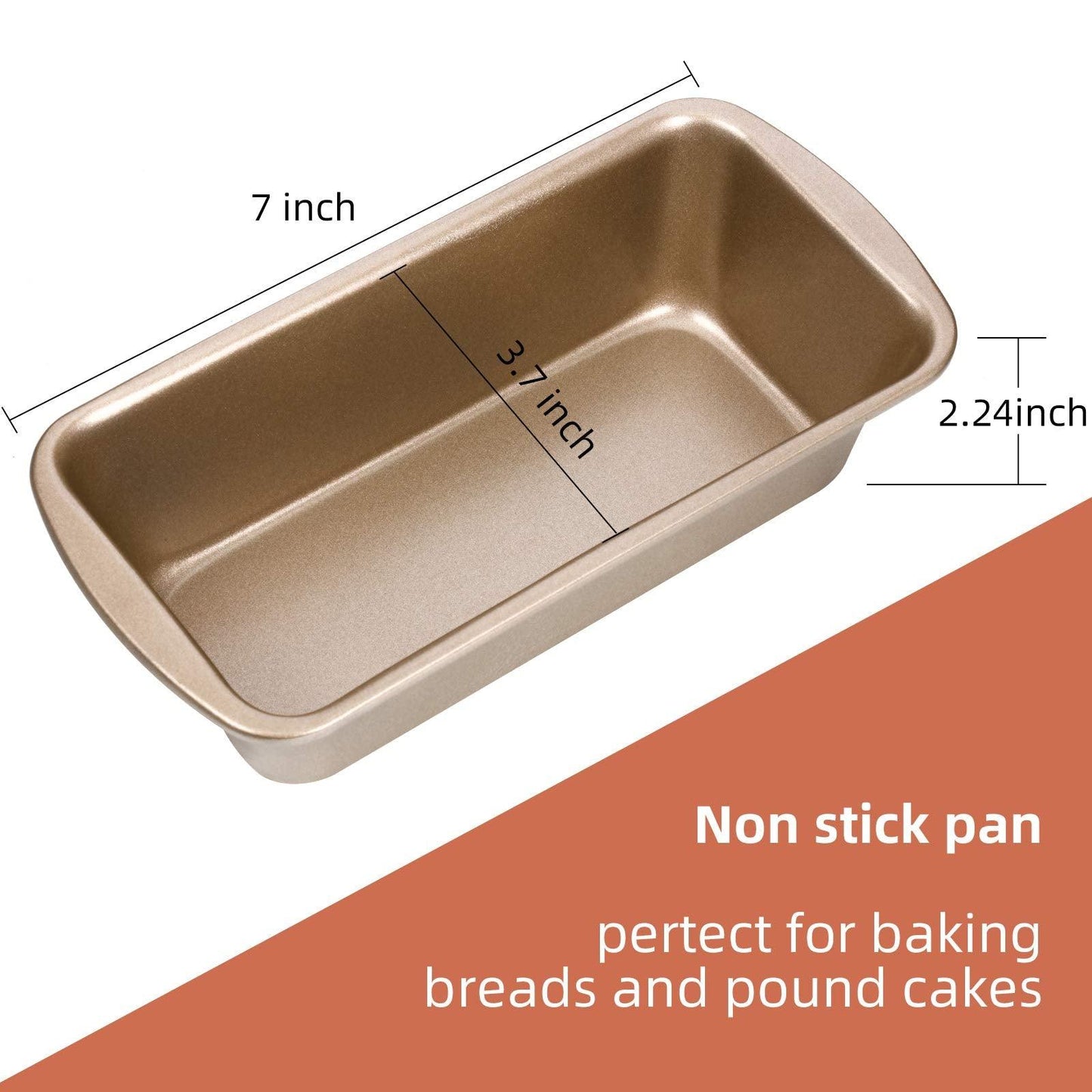 Non-Stick Loaf Pan Set, 4 Pieces Toast Baking Mold, Rectangle Baking Tray for Oven Baking (7.2 x 3.7 Inches) - CookCave