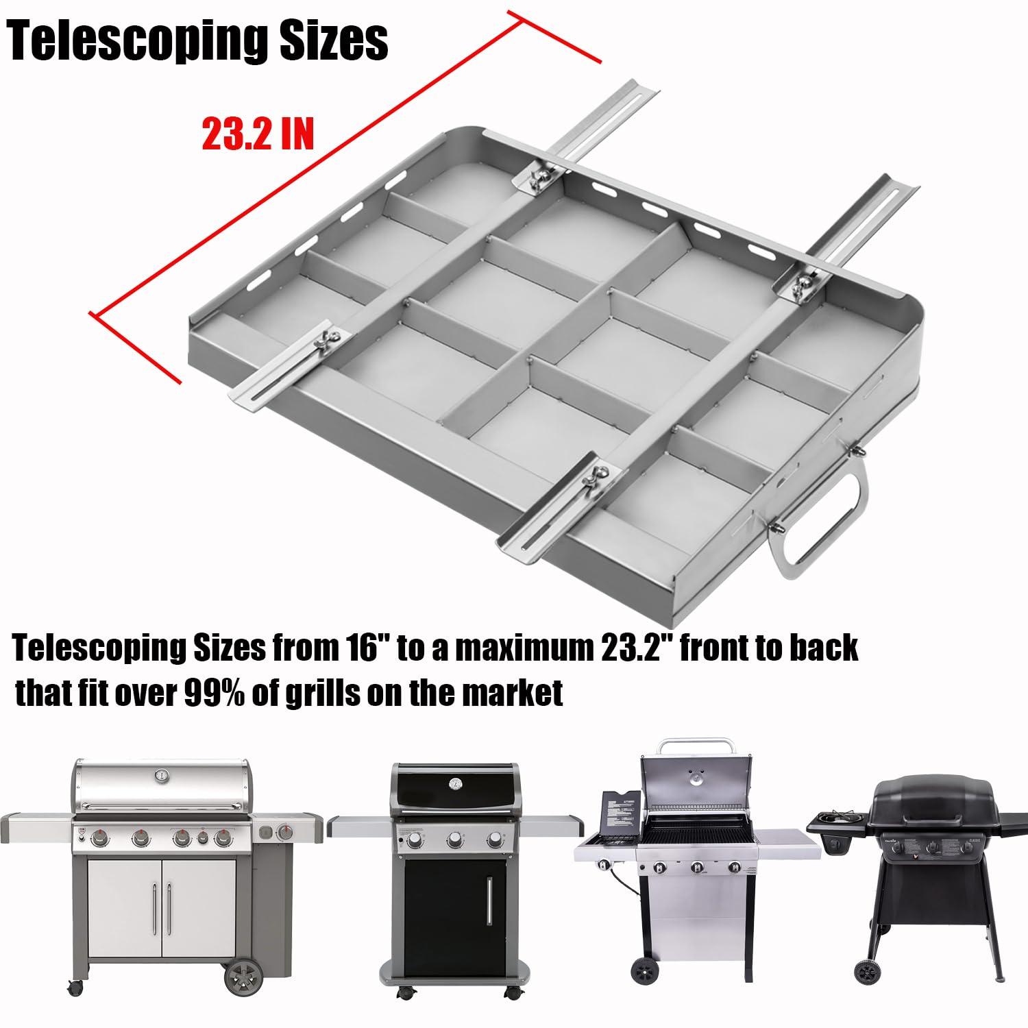 Griddle for Gas Grill, Flat Top Grill with Removable Grease Tray, 24" X 16" Stainless Steel Griddle, Stove Top Griddle for Gas/Charcoal Grill, Prefect for Camping Tailgating Parties - CookCave