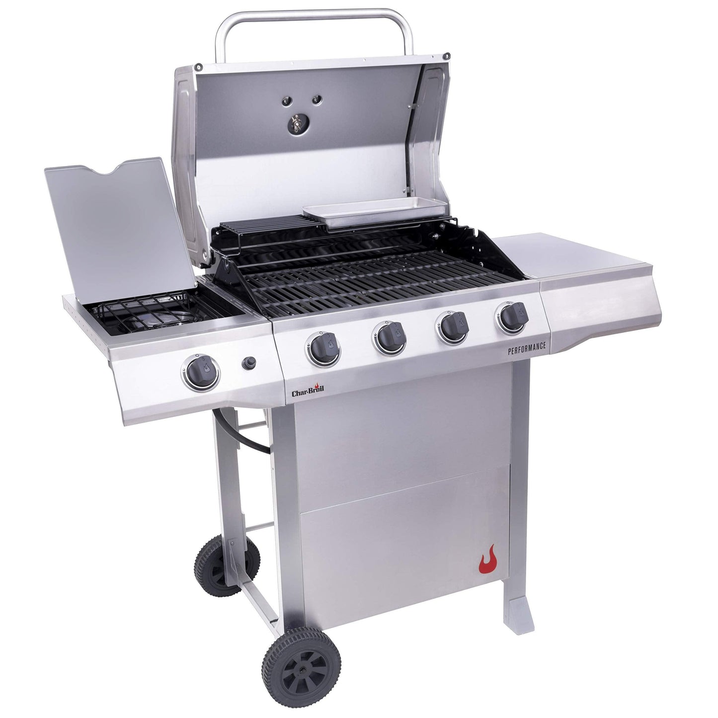 Char-Broil® Performance Series™ Convective 4-Burner with Side Burner Cart Propane Gas Stainless Steel Grill - 463352521 - CookCave