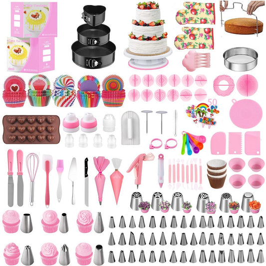 Cake Decorating Supplies 538pcs Cake Decorating Set with Cake Turntable Baking Tools Set for Cakes Cake Turntable, Piping Icing Tips for Beginners or Professional - CookCave