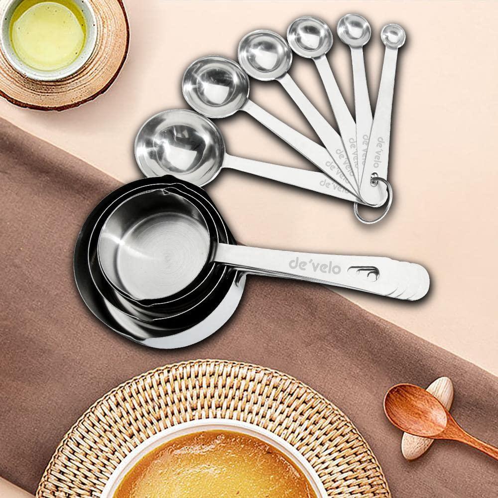 DE'VELO Stainless Steel Measuring Cups & Spoons Set, Cups and Spoons, Kitchen Gadgets for Cooking & Baking (4+6) - CookCave