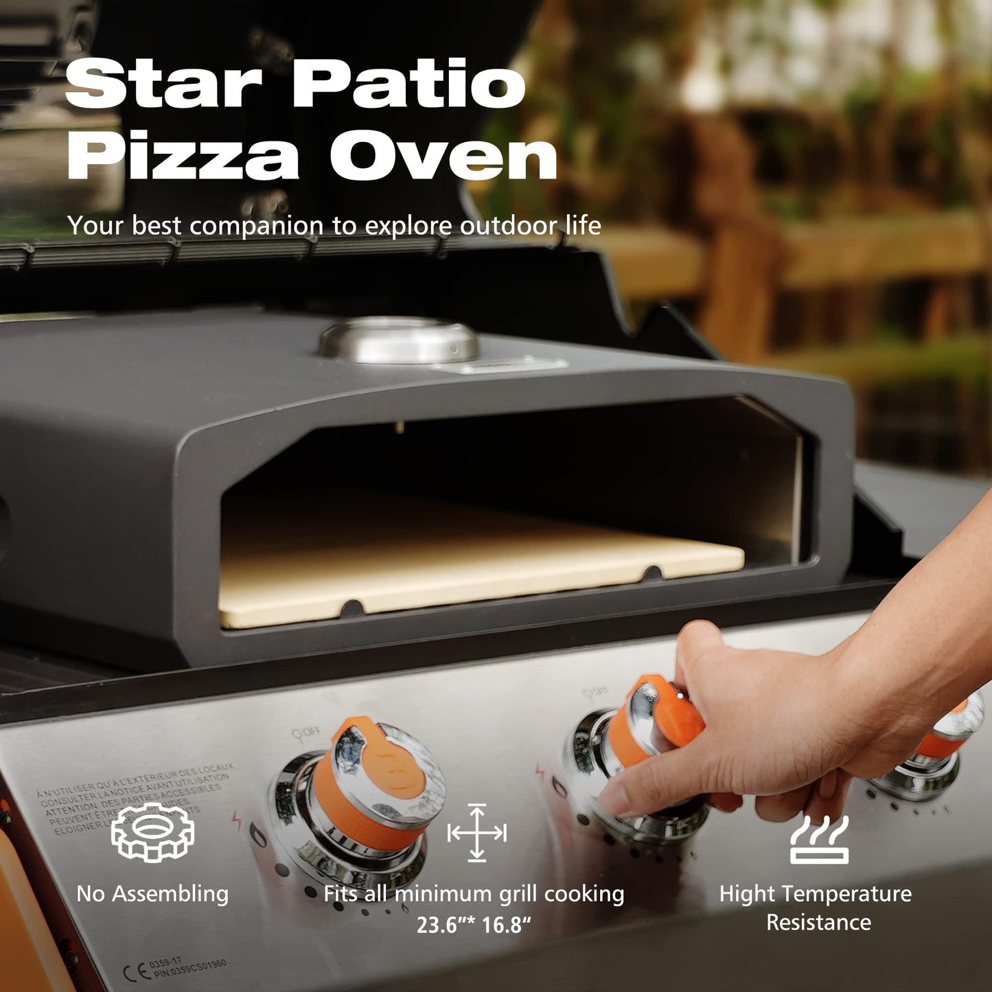STAR PATIO Pizza Oven for Grill - Portable Grill Top Pizza Oven with Pizza Stone, Pizza Peel and Thermometer - Home Backyard Pizza Maker for Charcoal Grill, Gas Grill, PZB-002 - CookCave