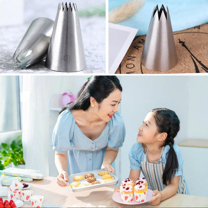 5Pcs Large Piping Tips Set, Stainless Steel Frosting Tips, Cake Decorating Tips for Cupcakes Cakes Cookies Decorating - CookCave