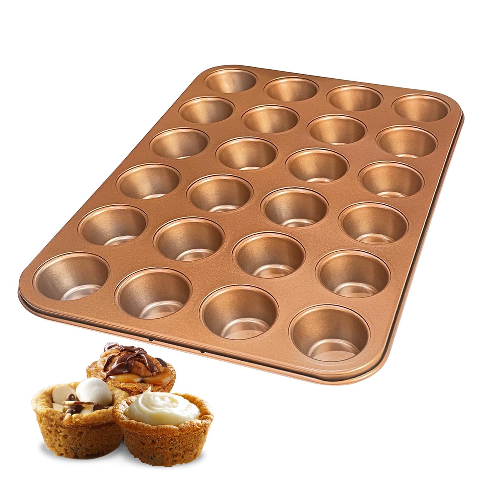 RavisingRidge Muffin Pan Nonstick for Baking, Professional Ultrathick Mini Cupcake pan 24 Cups, Golden Muffin Tin Tray, Premium, Dishwasher Safe, and Heavy Duty - CookCave