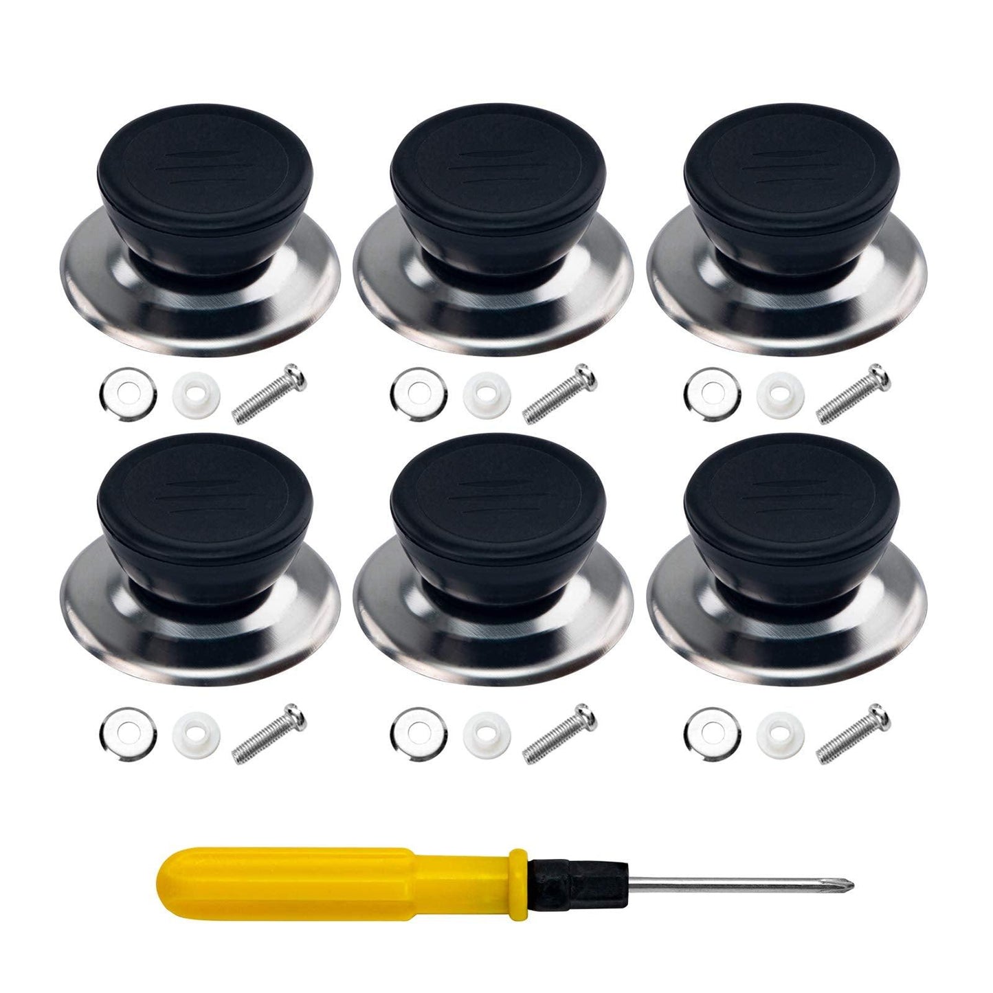 6PCS Pot Lid Knobs, Universal Kitchen Cookware Replacement Pan Lid Holding Handles, Pot Lid Cover Knob Handle, Knobs Casserole Kettle Cover Glass Saucepan Crockpot Handle Replacement Set - CookCave