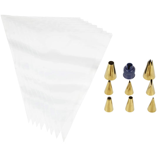 Wilton Navy Blue and Gold Piping Tips and Cake Decorating Supplies Set, 17-Piece - CookCave