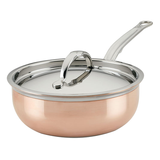 Hestan - CopperBond Collection - Copper Saucier Pan with Lid, Induction Cooktop Compatible, 2-Quart - CookCave