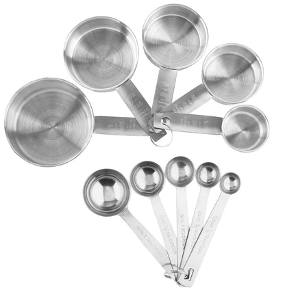 Stainless Steel Measuring Cups And Measuring Spoons 10-Piece Set, 5 Cups And 5 Spoons - CookCave