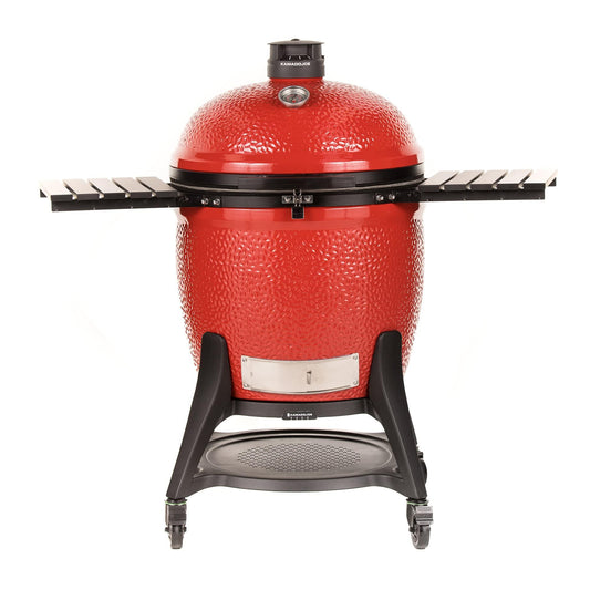 Kamado Joe KJ15041021 Big Joe III 24-inch Charcoal Grill with Cart and Side Shelves, Blaze Red - CookCave