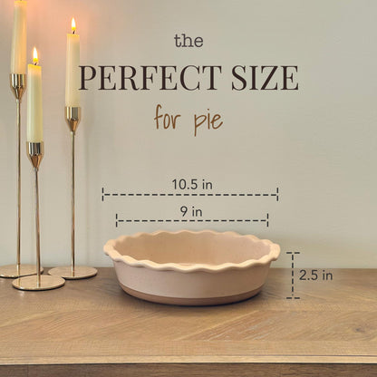 Mora Ceramic Pie Pan for Baking - 9 inch - Deep and Fluted Pie Dish for Old Fashion Apple Pie, Quiche, Pot Pies, Tart, etc - Modern Farmhouse Style Porcelain Ceramic Pie Plate - Chai - CookCave