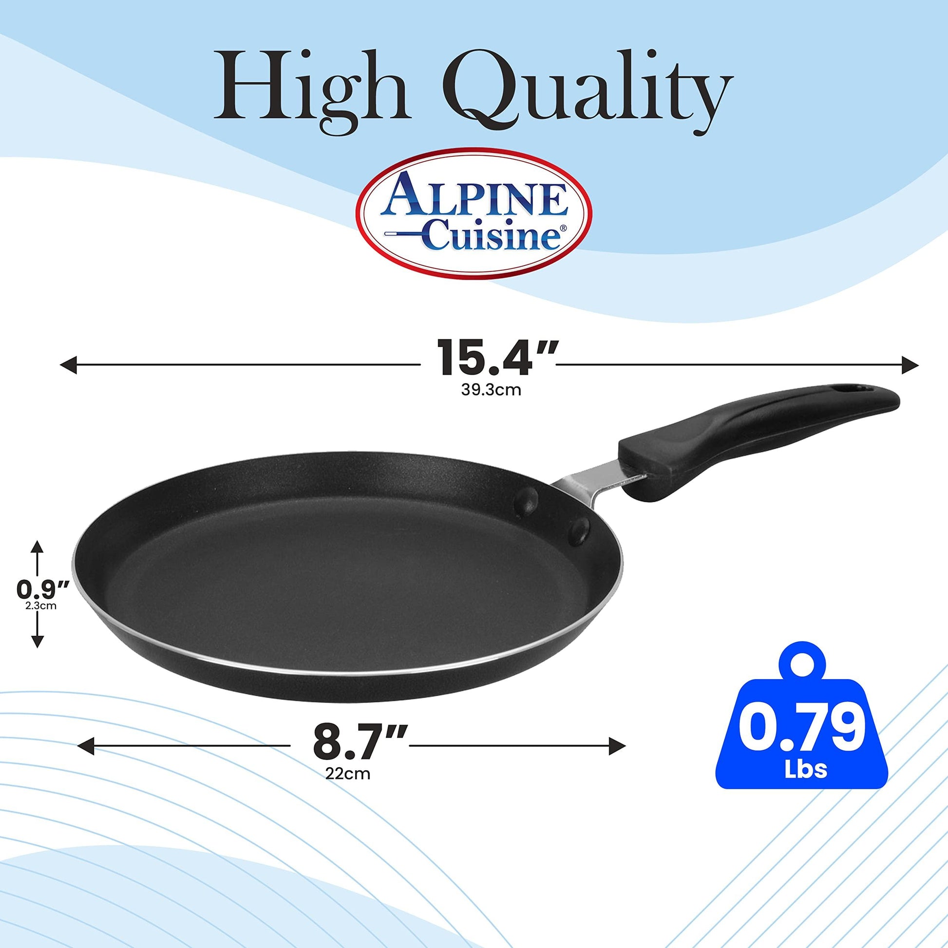 Alpine Cuisine Griddle Pan Aluminum 9-Inch Nonstick Coating, Griddle Pan for Stove Top with Stay Cool Handle, PFOA Free, nonstick cookware - Dishwasher Safe - Gray - CookCave