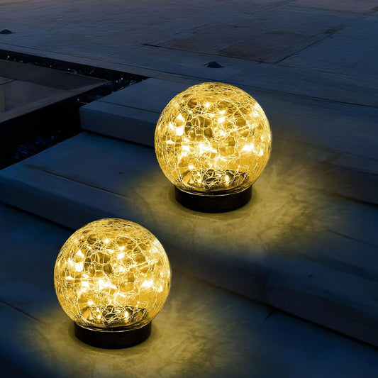 XKSINMY Solar Globes Lights Outdoor Garden Decor Solar Balls for Garden Crackle Glass Solar Lights for Outdoor Decor Decorations Pathway Patio Yard Lawn - CookCave