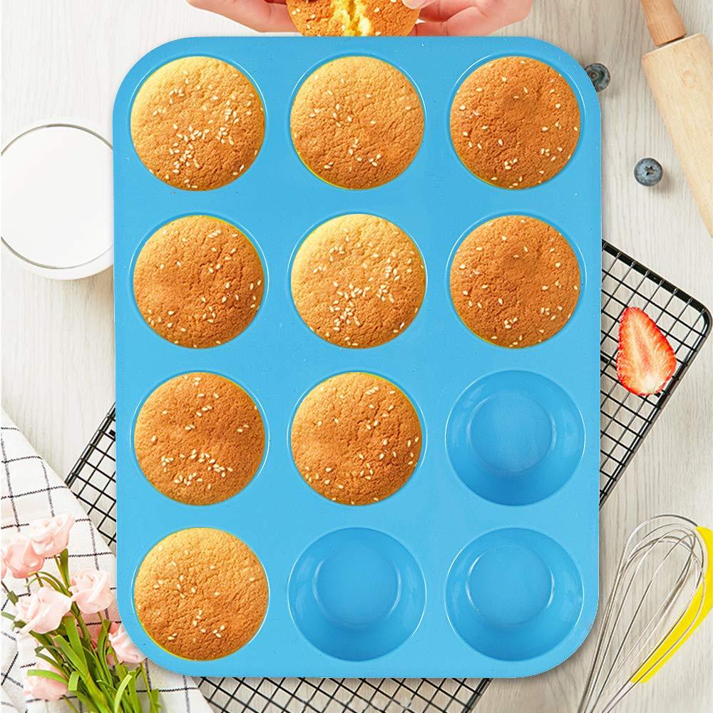 Cozihom Silicone Muffin Pan, Cupcake Pan, 12 Cups, Food Grade Egg Muffin Baking Silicone Molds, Non-stick, 3 Pcs - CookCave