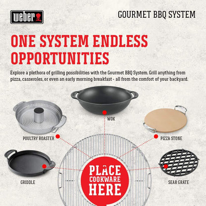 Weber Gourmet BBQ System Pizza Stone with Carry Rack,16.7" Long,Beige - CookCave