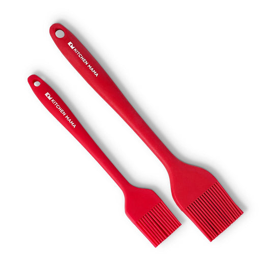 Kitchen Mama Silicone Basting Pastry Brush: Set of 2 Heat Resistant Basting Brushes for Baking, Grilling, Cooking and Spreading Oil, Butter, BBQ Sauce, or Marinade. Dishwasher Safe (Red) - CookCave
