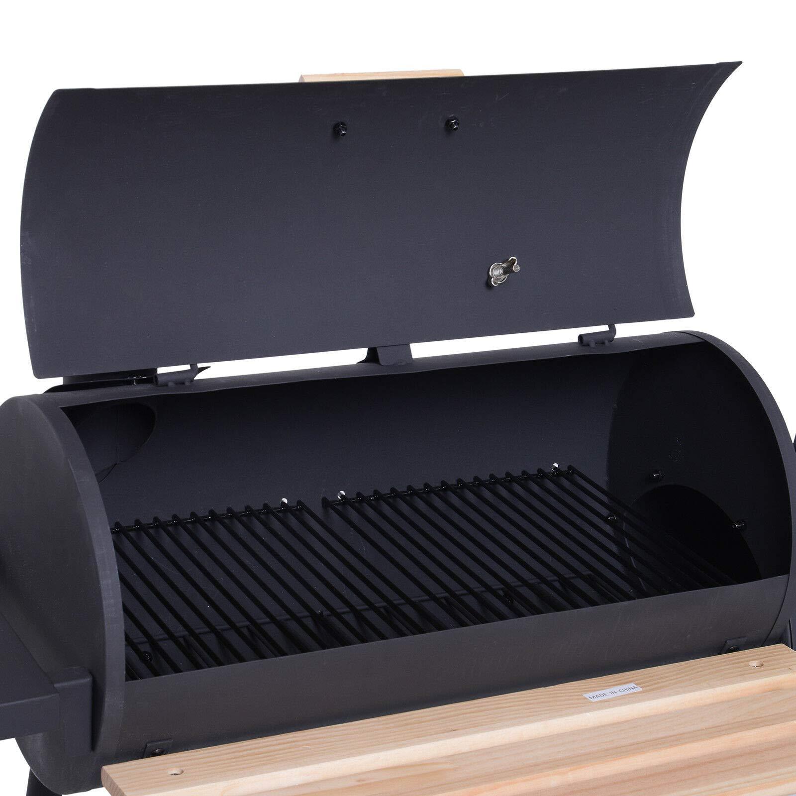 Portable Backyard Charcoal BBQ Grill and Offset Smoker Combo Backyard with Wheels Steel 48 Inch - CookCave