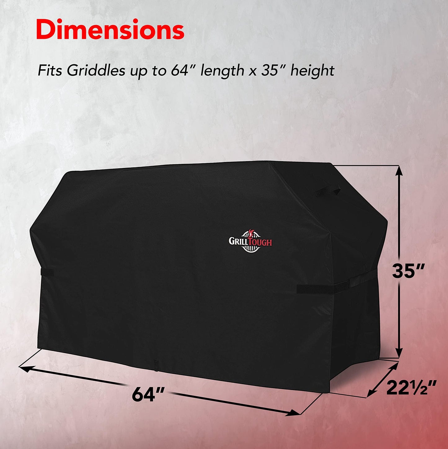 GrillTough Heavy Duty Griddle Cover for Outdoor Griddle, Fits 36 Inch Griddle – Waterproof, Weather Resistant, UV & Fade Resistant with Adjustable Straps – BBQ Cover for Flat Grill, Black - CookCave