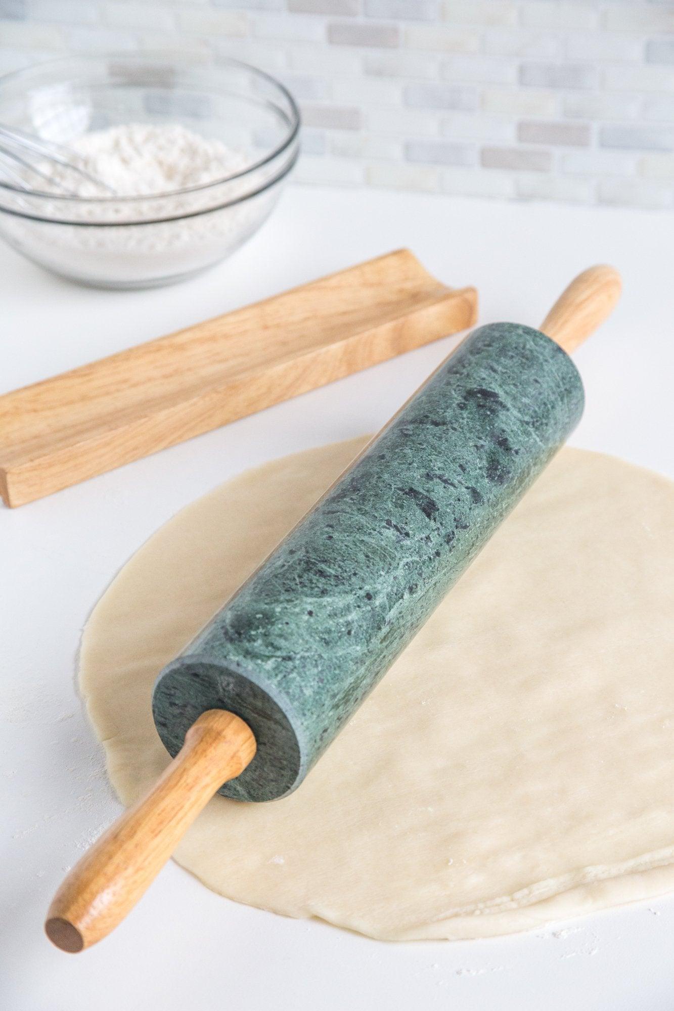 Fox Run Marble Rolling Pin and Base, Green 2.5 x 18 x 3 inches - CookCave