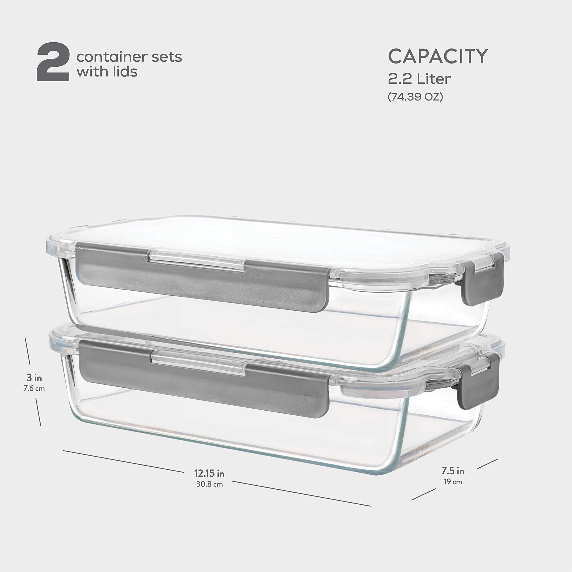 Superior Glass Casserole Dish with lid - 2-Piece Glass Bakeware And Glass Food Storage Set - 100% Leakproof Casserole Dish set with Hinged BPA-free Locking lids - Freezer-to-Oven-Safe Baking Dish Set. - CookCave