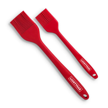 Lightyear Silicone Basting Pastry Brush Set (2 Pcs) ❘ 450°F Heat Resistant Oil Brush for Your Kitchen - Ideal For BBQ’s, Baking & Cooking | 100% Food Grade Silicone - BPA Free & Dishwasher Safe (Red) - CookCave