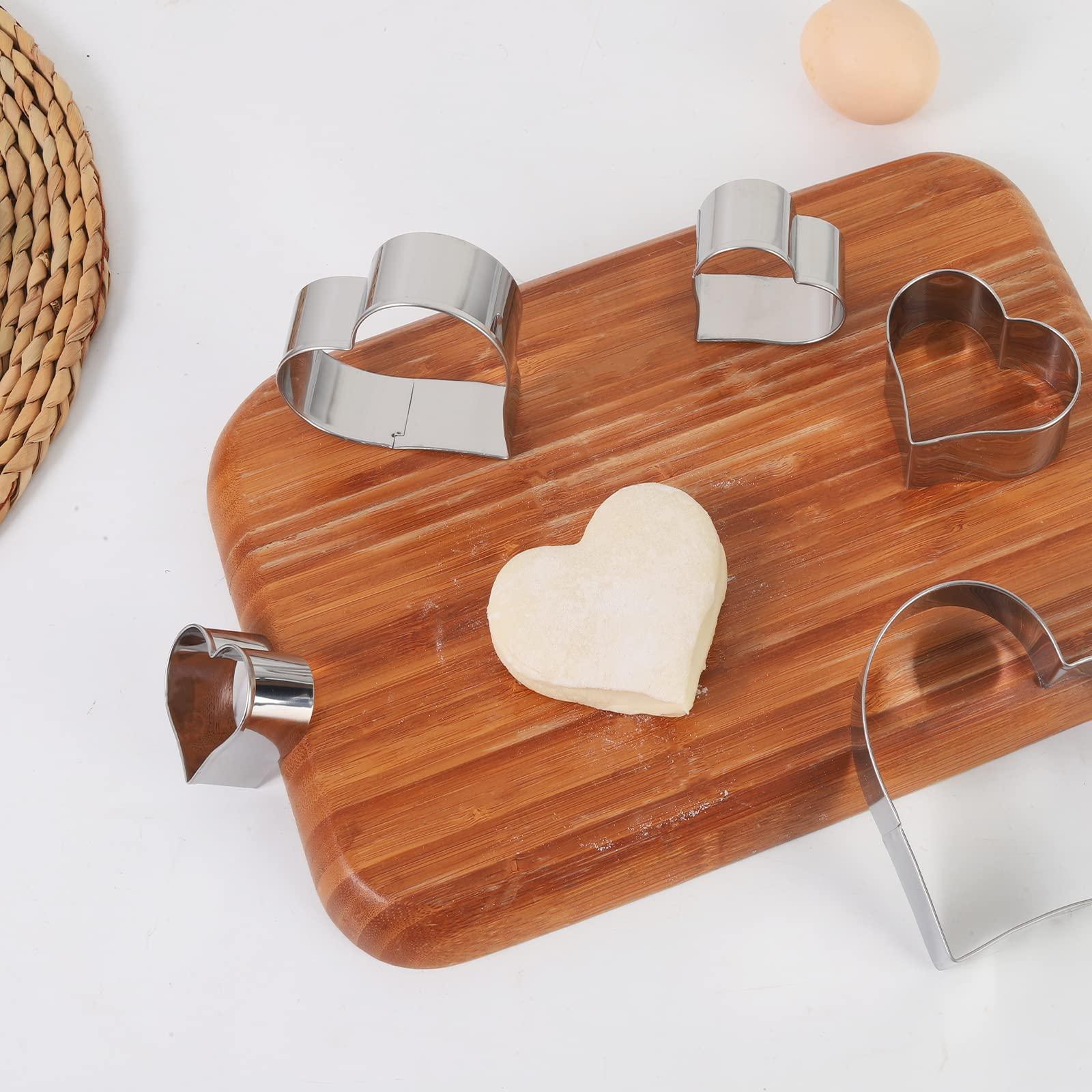 Heart Cookie Cutter Set - 6 Piece - 3 4/5", 3 1/5", 2 4/5", 2 3/5", 2 1/5", 1 4/5" - Heart Shaped Cookie Cutters, Stainless Steel Biscuit Pastry Cutters - CookCave