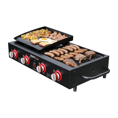 Royal Gourmet GD4002T Tailgater Tabletop Gas Grill Griddle, 4-Burner Portable Propane Grill Griddle Combo, for Backyard or Outdoor BBQ Cooking, 40,000 BTU, Black - CookCave