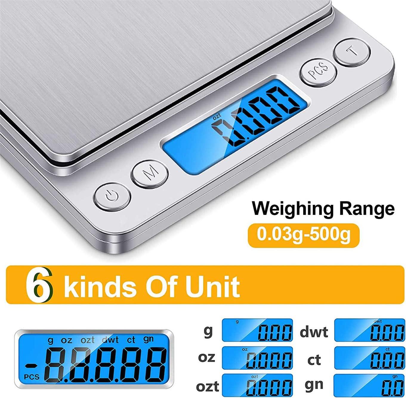 Food Scale, Rechargeable Kitchen Scale with Trays, Small Scale with Tare Function Digital Scale Grams and Ounces for Cooking Baking (2kg/0.1g) - CookCave