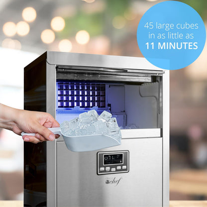 Deco Chef Commercial Ice Maker 99lb Every 24 Hours 33lb Storage Capacity Stainless Steel Great for Hotels, Restaurants, Bars, Homes, Offices Includes Connection Hoses and Ice Scoop - CookCave