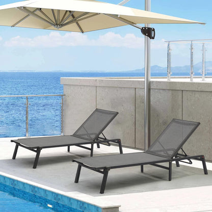 U ULAND Aluminum Chaise Lounge Outdoor, Assemble-Free Patio Chaise Lounge Chairs Set of 2, Pool Chaise Lounge for Sun Tanning Lay Flat Poolside Lounger - CookCave