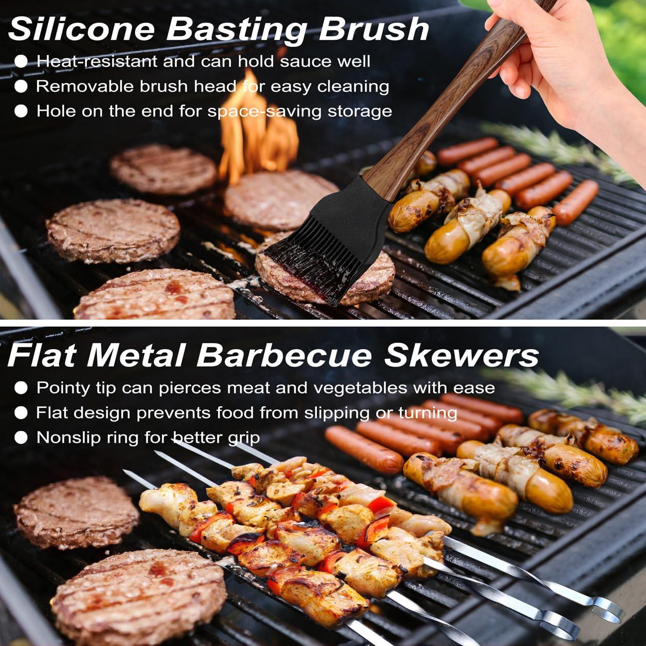 POLIGO 26PCS Heavy Duty BBQ Grill Accessories Set, Non-Slip Grill Tools for Outdoor Grill Set Thicker Stainless Steel Grill Utensils Set, Durable Grilling Tools Set Christmas Birthday Gifts for Men - CookCave