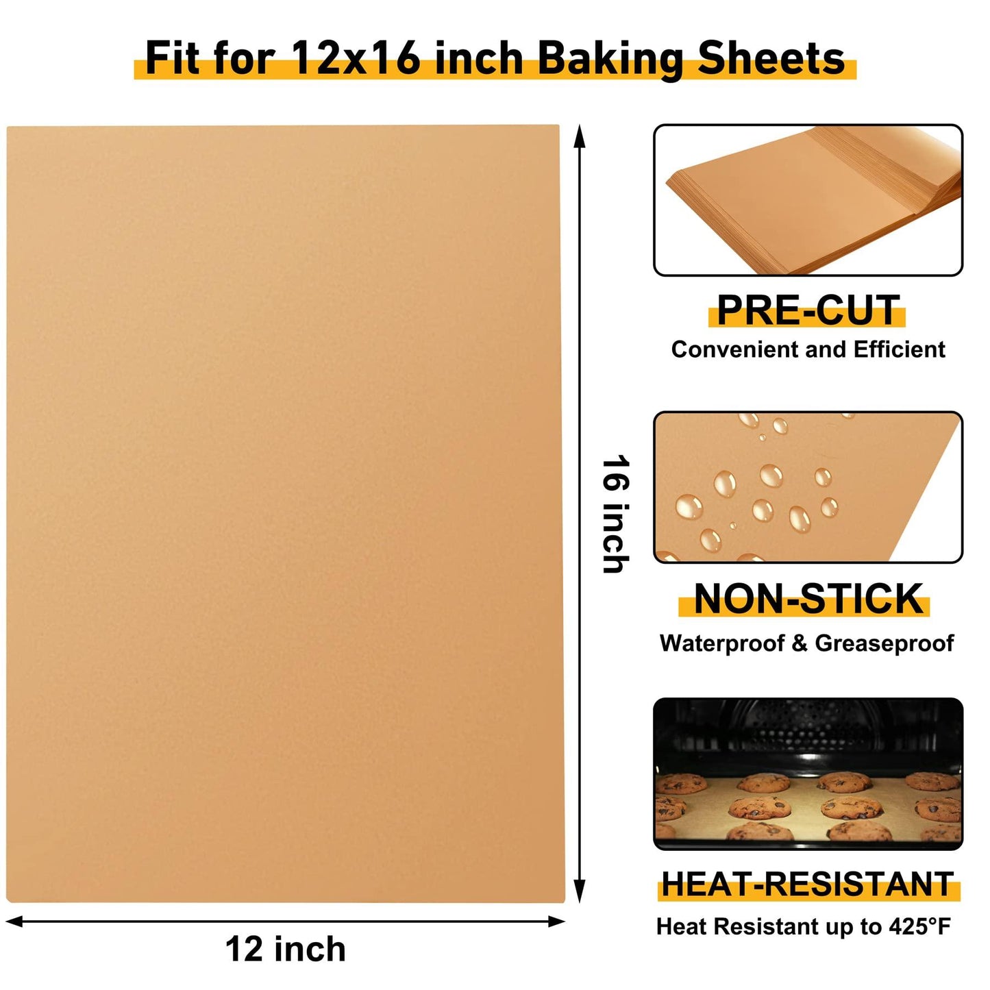 200 Pcs Parchment Paper Sheets, 12 x 16 Inches Air Fryer Disposable Paper Liners, Non-Stick Precut Parchment Paper for Baking, HOFHTD Unbleached Baking Papers for Cooking, Grilling, Roasting, Steaming - CookCave