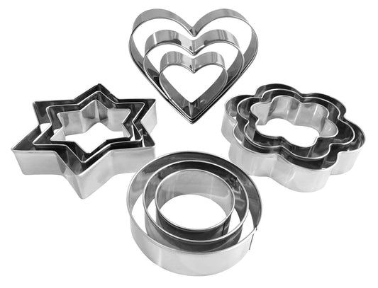 Metal Cookie Cutters Set - Star Cookie Cutter Round Biscuit Cutter Heart Small Star Cookie Cutters Mini Flower Molds Cutter for Baking (12 Round Heart Flower Star Cookie Cutters) - CookCave