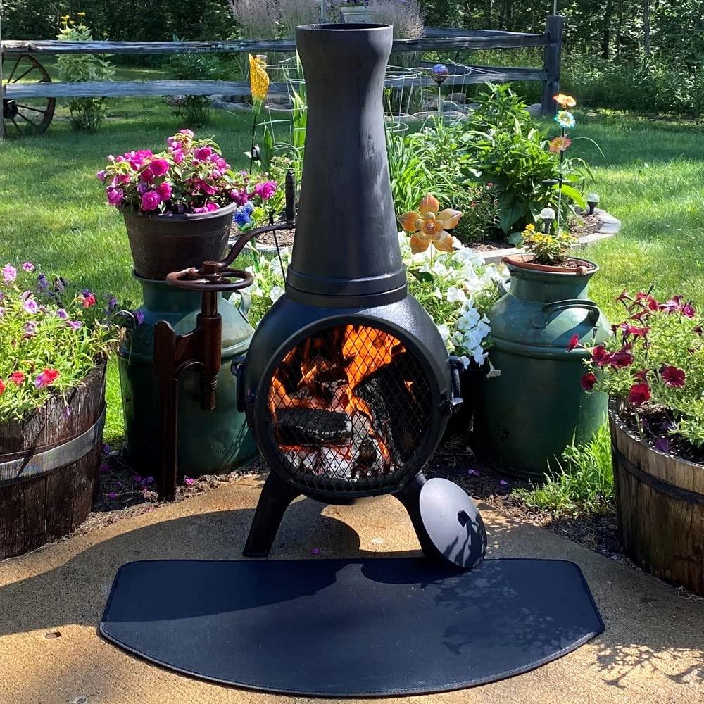 The Blue Rooster Prairie Fire Chiminea Outdoor Fireplace - Wood Burning Cast Aluminum Deck or Patio Firepit - CookCave