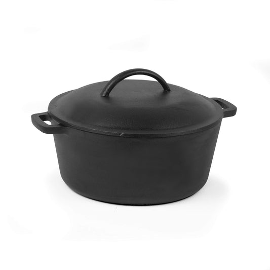 COMMERCIAL CHEF 5 Quart Cast Iron Dutch Oven with Dome Lid & Handles, Preseasoned - CookCave