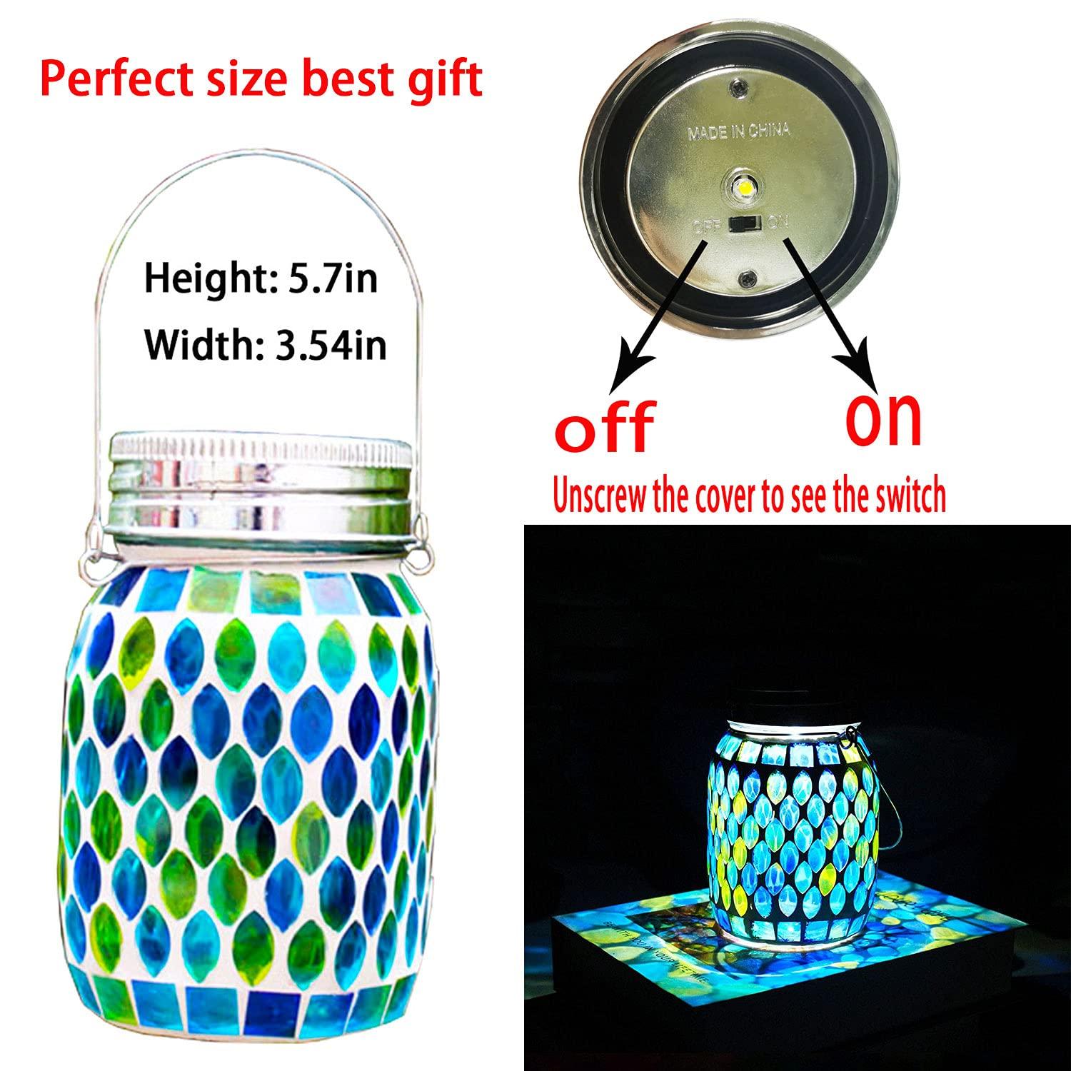 GUANFU Mosaic Solar Lanterns Outdoor Hanging Lights, Solar Table Lamps & Cool Blue Color Mosaic Glass Lights, Outdoor Waterproof Solar Night Lights, Garden,Patio,Pathway & Yard Décor - CookCave