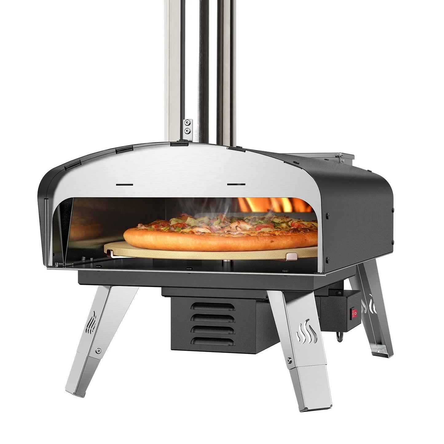 Mimiuo Outdoor Pizza Oven Wood Pellet Fired Pizza Stove with Automatic Rotating System, Pizza Stone, Pizza Peel and Carry Bag (Tisserie W-Oven Series) - Global Patent - CookCave