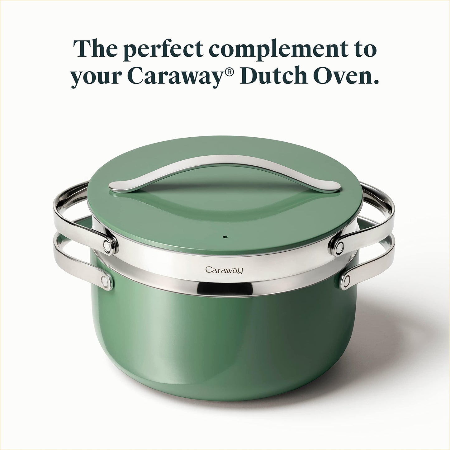 Caraway Steamer - Stainless Steel Steamer with Handles - Non Stick, Non Toxic Coating - Steam Veggies, Seafood, and More - Compatible With Our Dutch Oven or Sauce Pan - Large - CookCave