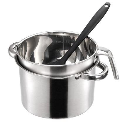 ZENFUN Double Boiler Pot Set with Silicone Spatula, 2000ml/1.8QT Chocolate Melting Pot with 2800ml/2.54QT Stainless Steel Pot, Candy Melting Pot, Chocolate Melter for Butter, Caramel, Cheese, Wax, - CookCave