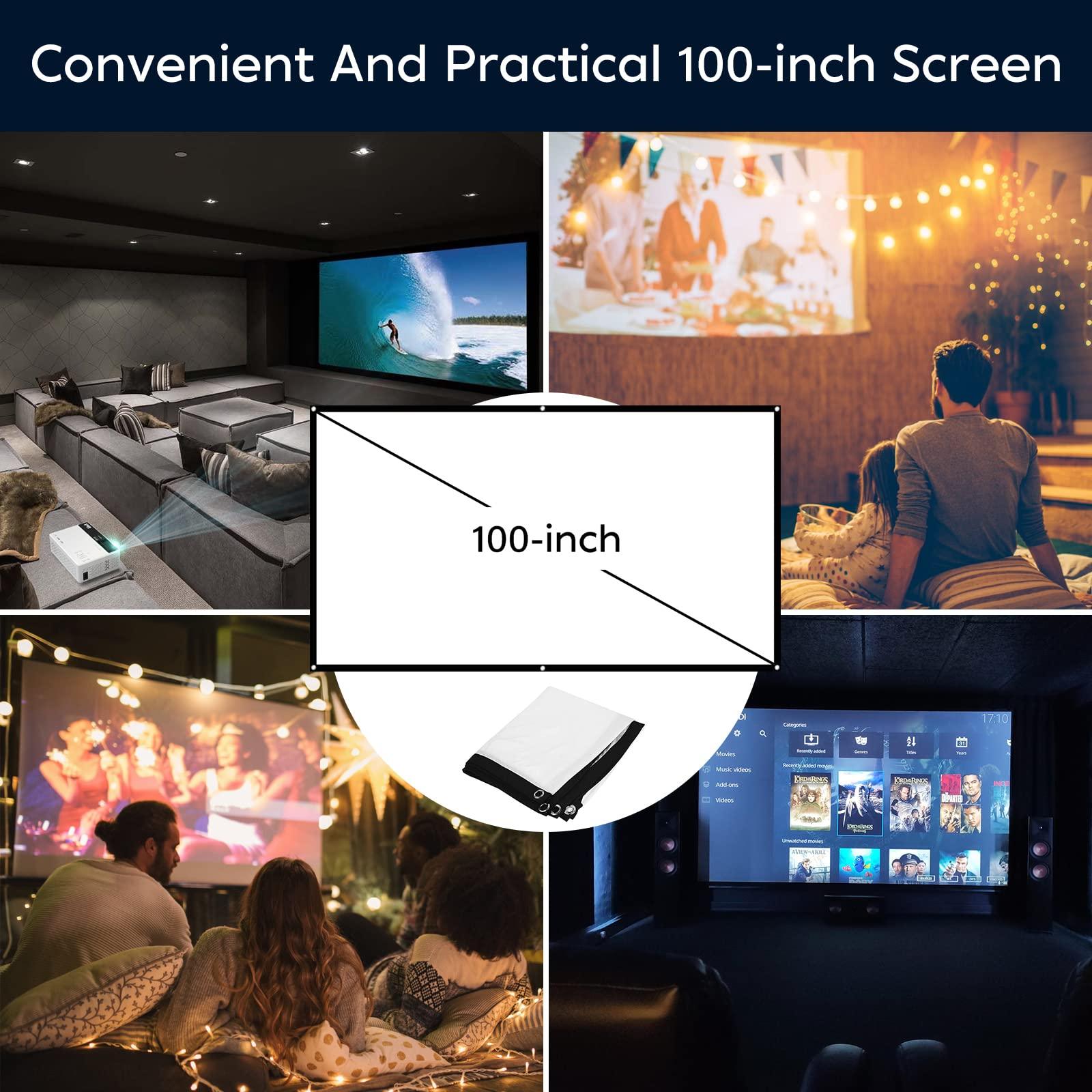TMY Mini Projector, Upgraded 9500 Lumens Bluetooth Projector with 100" Screen, 1080P Full HD Portable Projector, Movie Projector Compatible with TV Stick Smartphone/HDMI/USB/AV, indoor & outdoor use - CookCave