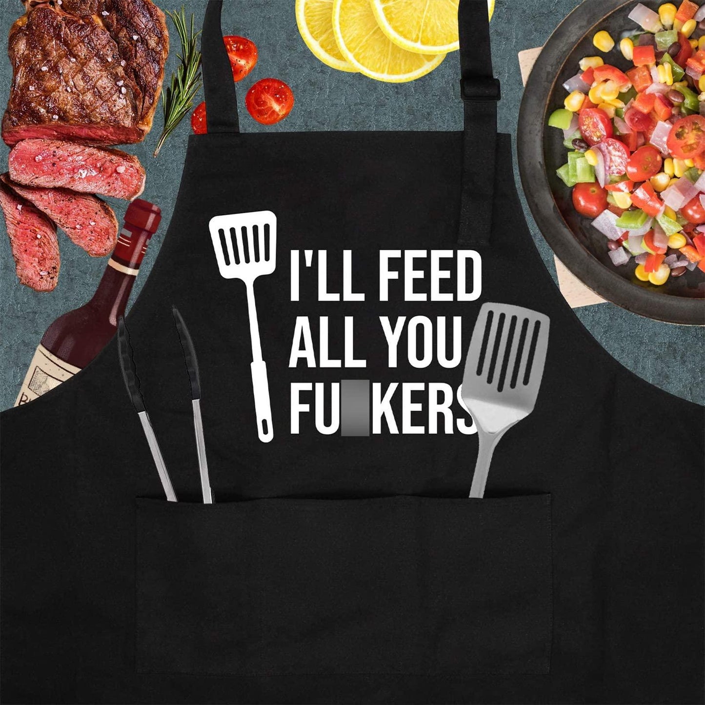 Miracu Funny Apron for Men, Women - Funny Dad Gifts, Funny Gifts for Dad - Valentines Day, Birthday, Grilling Gifts for Men Brother Boyfriend Mom Him - Cooking BBQ Grilling Aprons for Men, Chef Gifts - CookCave