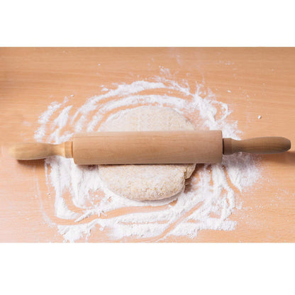 Classic Wood Rolling Pin for Baking - Professional Dough Roller with Handle, Essential Wooden Tool for Making Cookie, Fondant, Pizza, Pastry, Pie, Bread, Tortilla, Pasta, etc. - CookCave