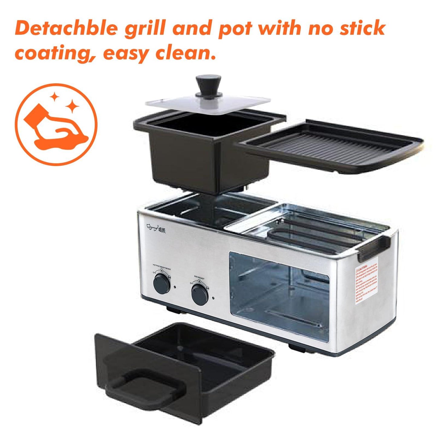 Newest 4 in 1 Hot Pot Electric with Grill and Frying Basket, Independent Dual Temperature Control, Fast Heating for Korean BBQ, Simmer, Boil, Fry, Roast, Silver - CookCave