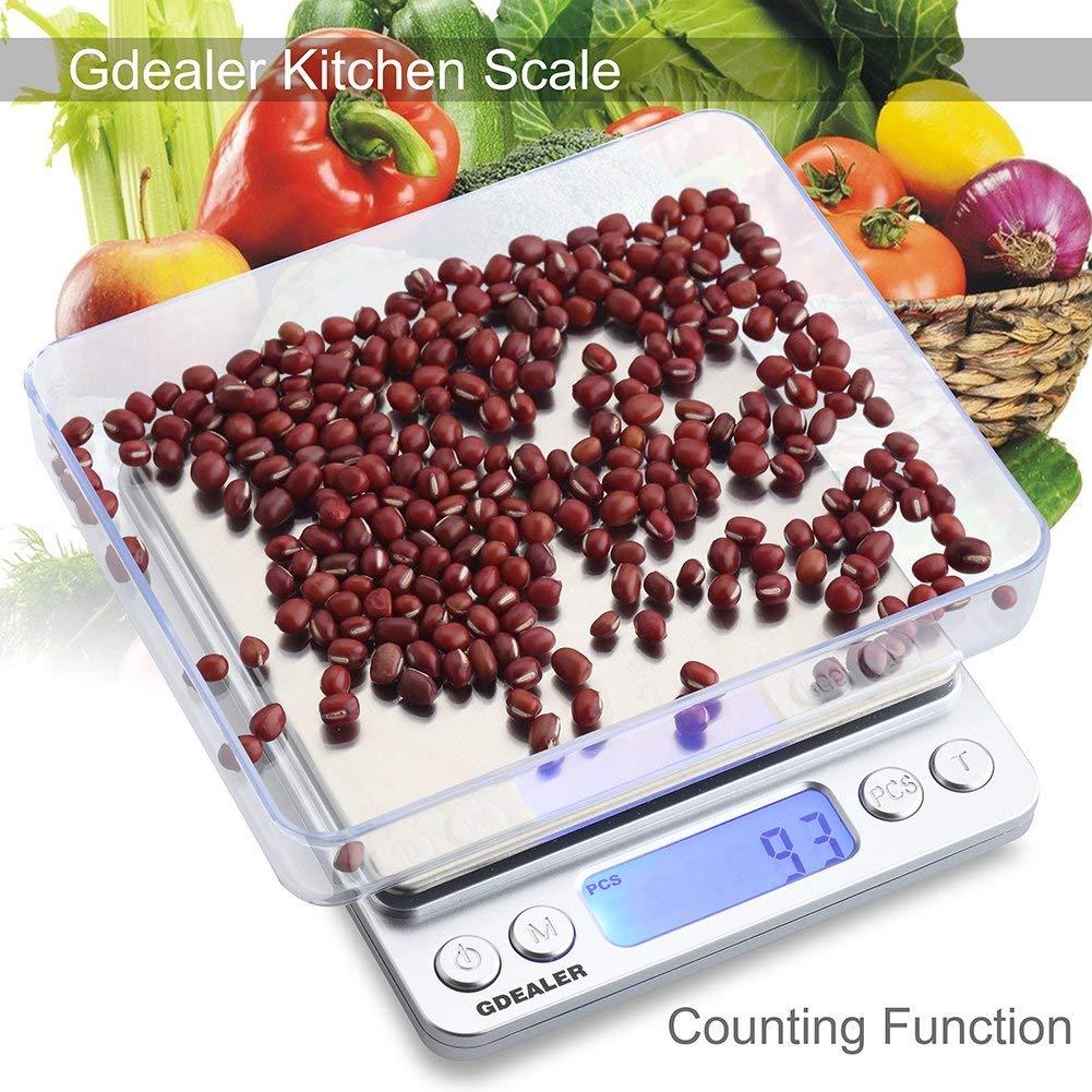 GDEALER Food Scale, 0.001oz/0.01g Precise Digital Kitchen Scale Gram Scales Weight Food Coffee Scale Digital Scales for Cooking Baking Stainless Steel Back-lit LCD Display Pocket Small Scale, Silver - CookCave