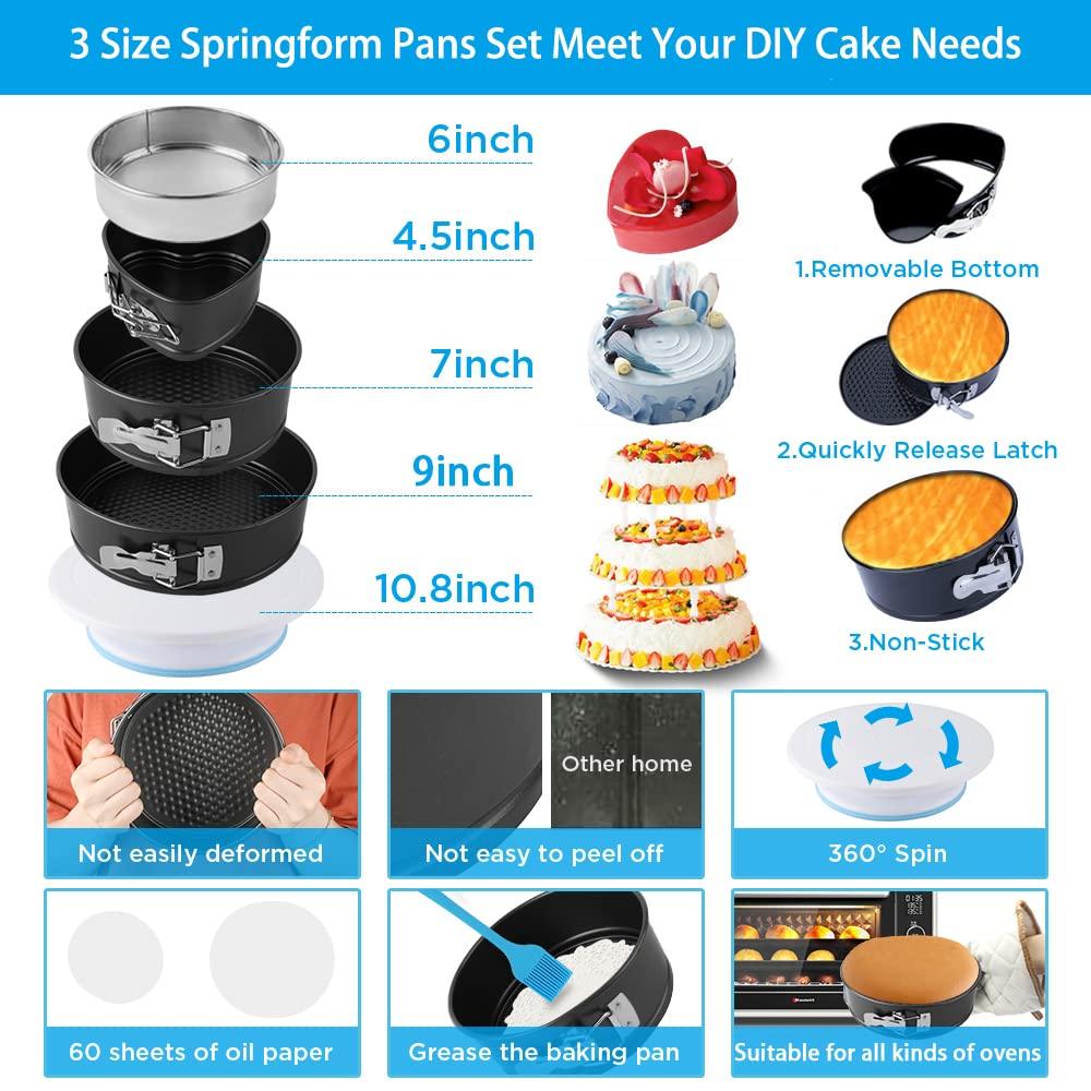 Cake Decorating Kit,635 Pcs Decorating Supplies With 3 Springform Pan Sets Icing Nozzles Rotating Turntable Cake Topper Piping Bags Carrier Holder,Cake Baking Set Tools - CookCave