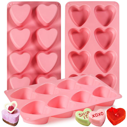 Sidosir 3Pcs Large Heart Shaped Muffin Pan Silicone Mold, 8-Cavity Chocolate Cover Molds for Valentine's Day Mini Cake, Jelly Pudding, Handmade Soap - CookCave