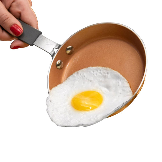 Gotham Steel Hammered Egg Pan Nonstick, 5.5 Inch Small Frying Pan Nonstick, Egg Frying Pan, Small Pan for Cooking, Copper Pan Skillet with Rubber Grip Handle, Dishwasher & Oven Safe, 100% Toxin Free - CookCave