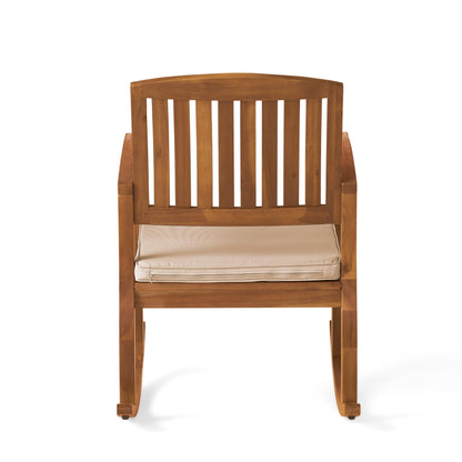 Christopher Knight Home Selma Acacia Rocking Chair with Cushion, Teak Finish - CookCave