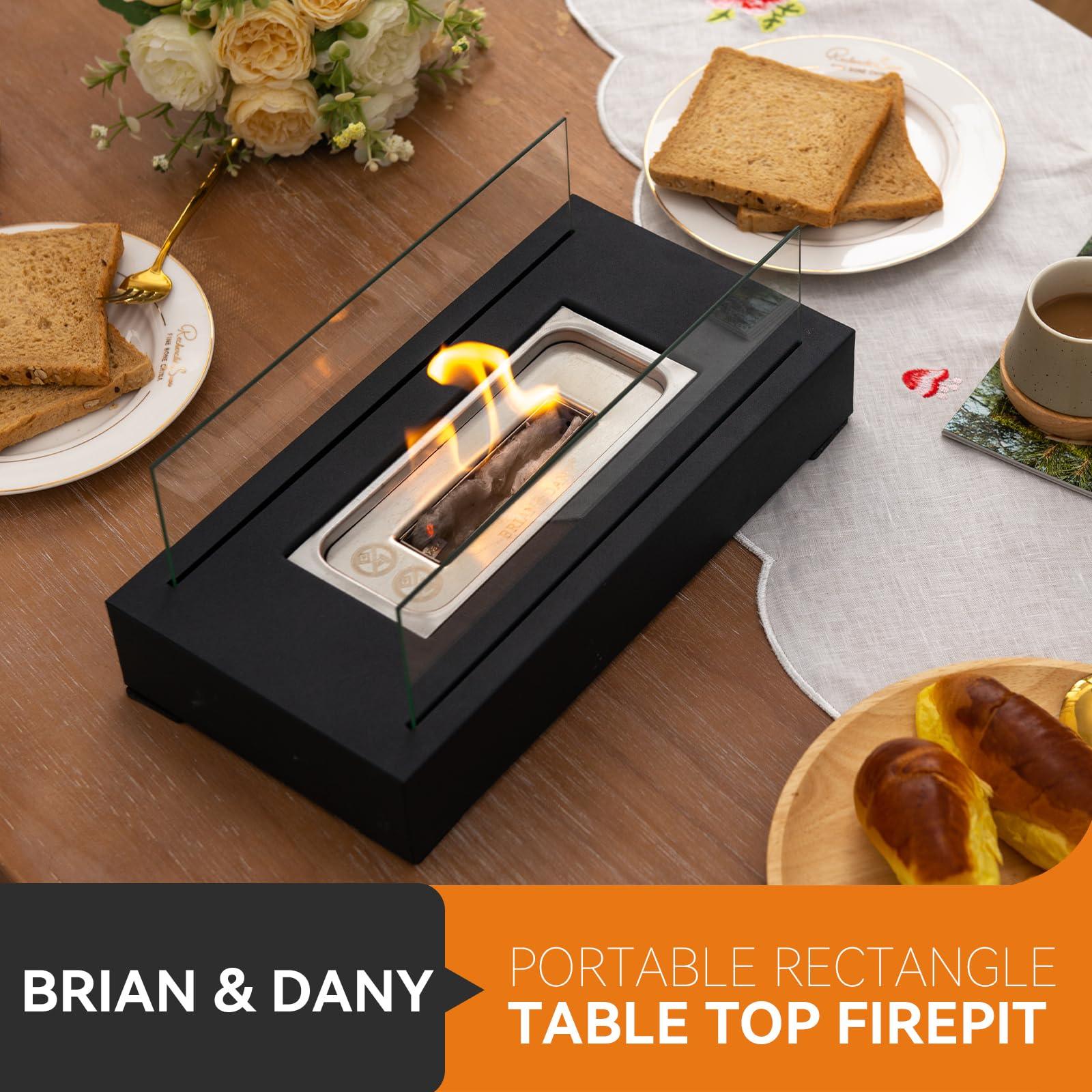 BRIAN & DANY Tabletop Fire Pit, Indoor Table Top Fireplace Gifts for Women Mom Her Housewarming Birthday Wedding Valentines Gift Decor Home Patio Balcony Outdoor - CookCave