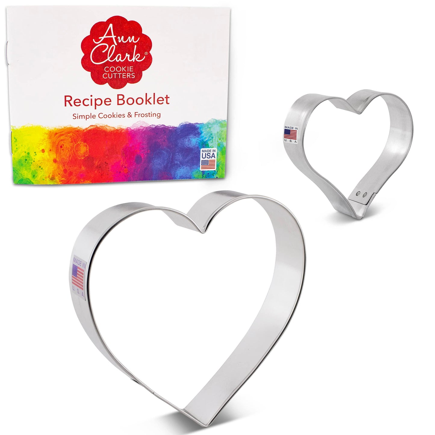 Valentine's Linzer Cookie Cutters 2-Pc. Set Made in the USA by Ann Clark, 4", 2" - CookCave