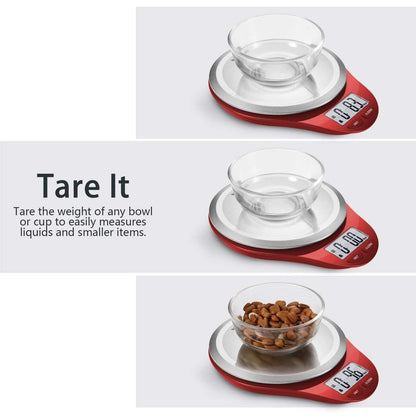 NUTRI FIT Digital Kitchen Scale with Wide Stainless Steel Plateform High Accuracy Multifunction Food Scale with LCD Display for Baking Kitchen Cooking,Tare & Auto Off Function (Red) - CookCave